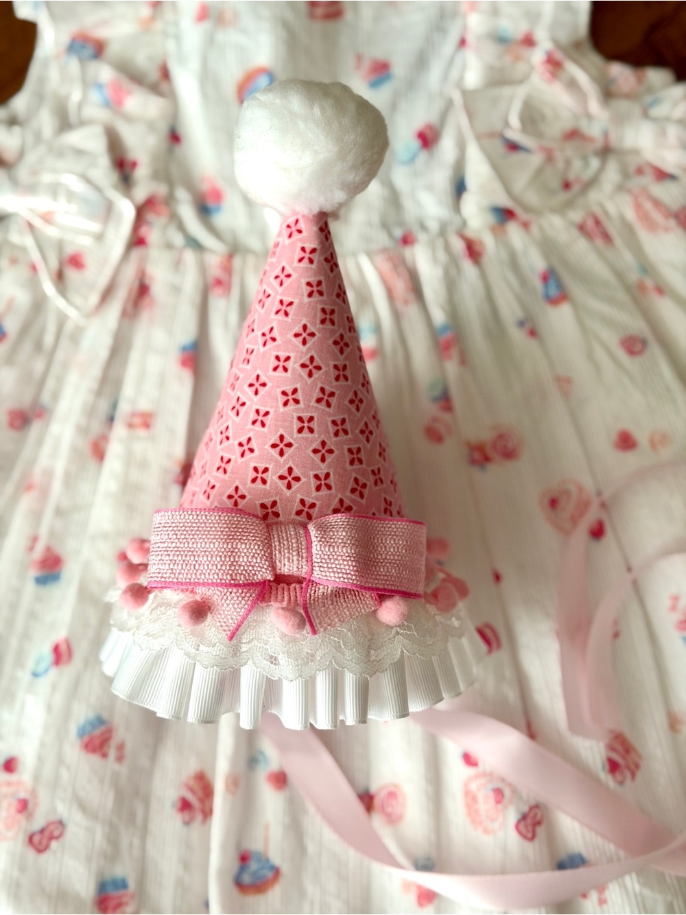 Girls White Sundress/birthday party dress with matching Birthday hat - Picture 4 of 16